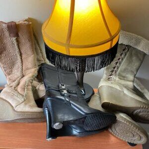 Lot of 3 Pairs of Wedge Heel Boots -High Heel Knee Boots, fits US 7.5, Stylish